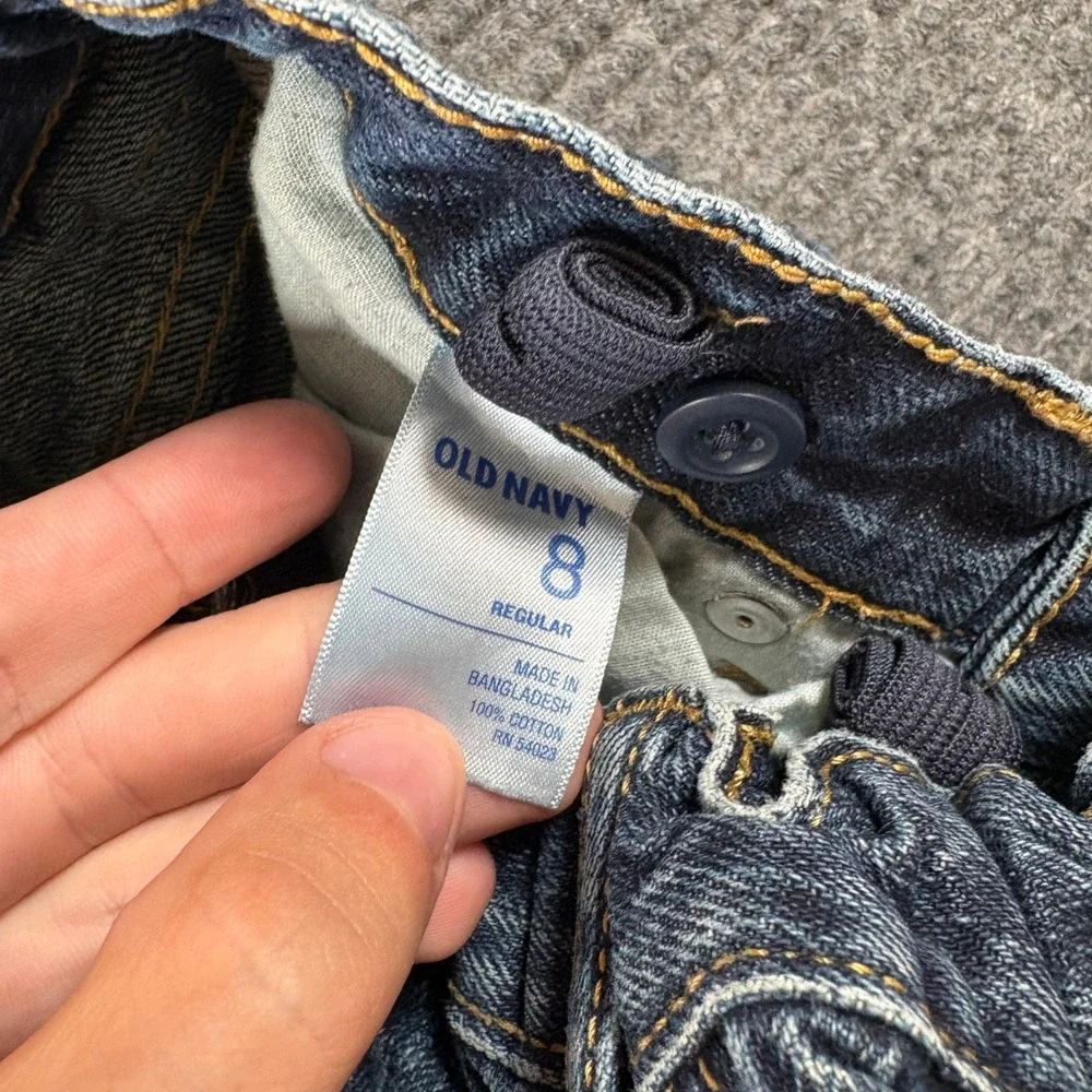 Old Navy Kids Boys Size 8 Regular Bootcut Dark Wash Blue Denim Jeans 100% Cotton
